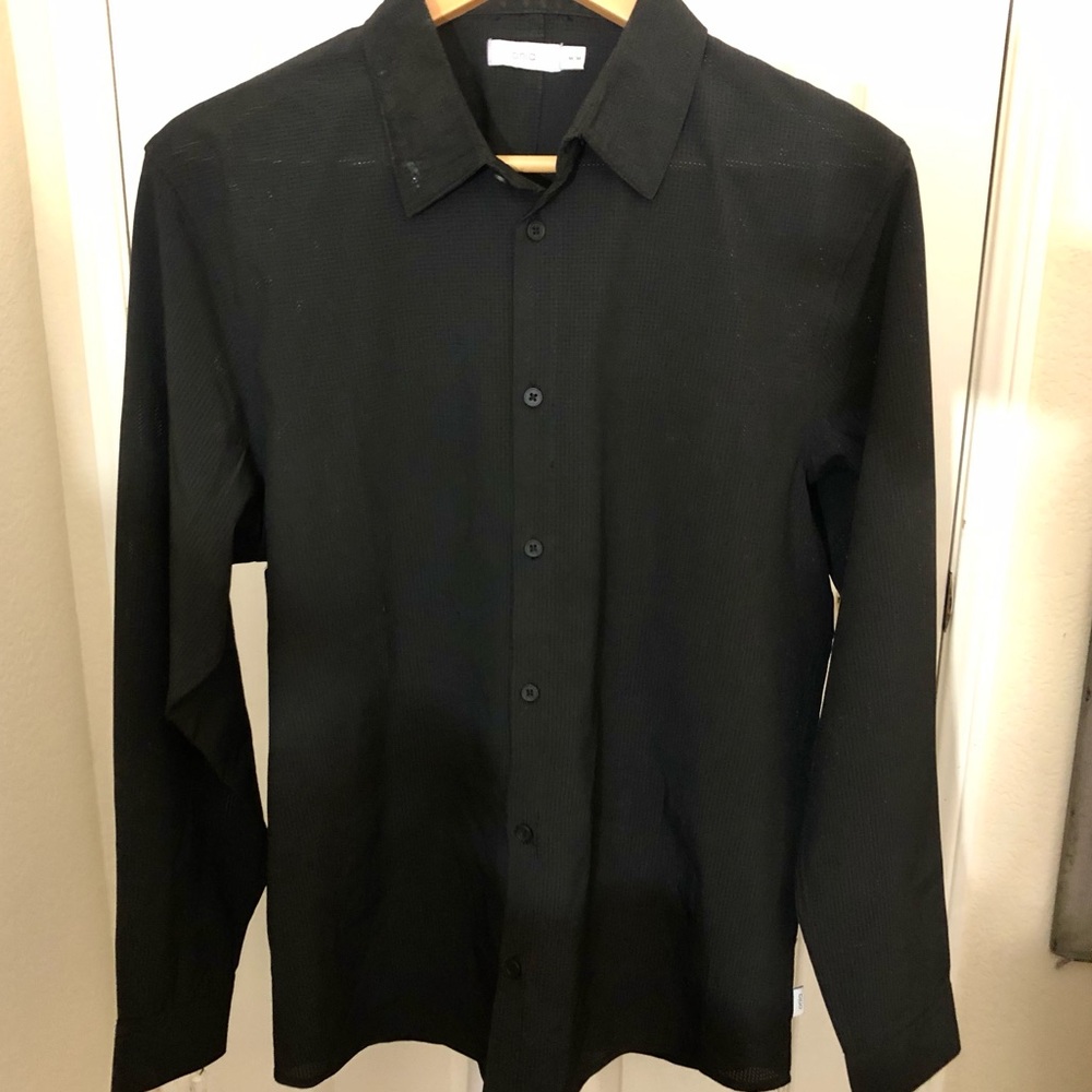Onia Black Textured/Mesh Classic Shirt